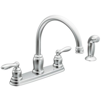 Caldwell Design Two Handle High Arc Kitchen Faucet, Chrome Finish