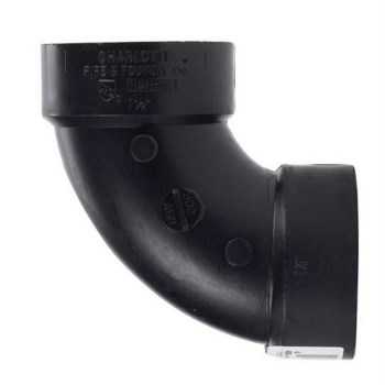 Charlotte Pipe ABS DWV 90-Degree Elbow, Hub x Hub  1-1/2"