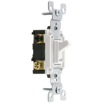 3-Way Toggle Switch, White - Grounded