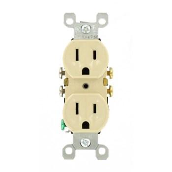 Duplex Receptacles, Ivory - Grounded 2-Pole 3-Wire