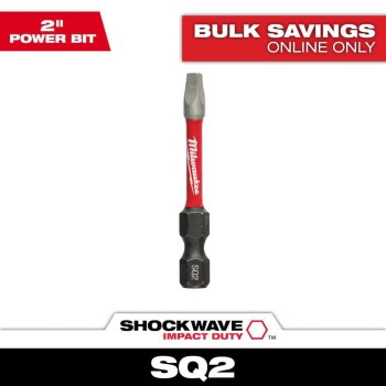 Milwaukee SHOCKWAVE Square Recess #2 Power Bit - 2"