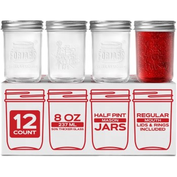 Forjars Regular Mouth Mason Jars, 8 oz 