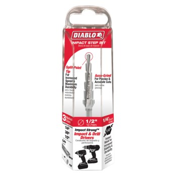 Diablo Impact Step Drill Bit - 1/4" to 1/2", 6 Steps