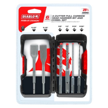 SDS-Plus Hammer Drill & Chisel Set - 6pc