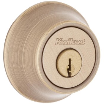 Kwikset 660 Single Cylinder Deadbolt, Antique Brass