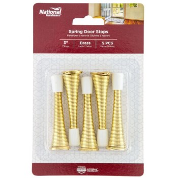 National Hardware 3" Spring Door Stop - Brass