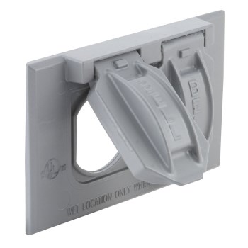 Duplex Cover, Weatherproof Single Gang Grey