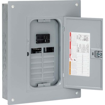 Homeline Main Breaker Load Center, Indoor - 100 Amp, Grey