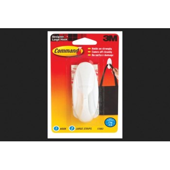 3M Command Large Designer Hook - 5 lb, White