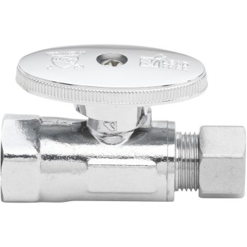 Homewerks Straight Stop Valve, Chrome - 5/8" OD x 3/8" OD