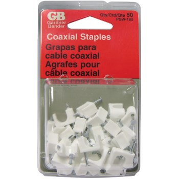 Gardner Bender Coaxial Cable Staple, White - 1/4", 50pk