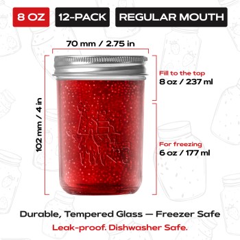 Forjars Regular Mouth Mason Jars, 8 oz 