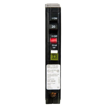 QO Plug-On Neutral CAFCI Circuit Breaker, 1-Pole - 20 Amp