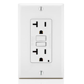 GFCI Outlet, Self Test - 20 Amp, White