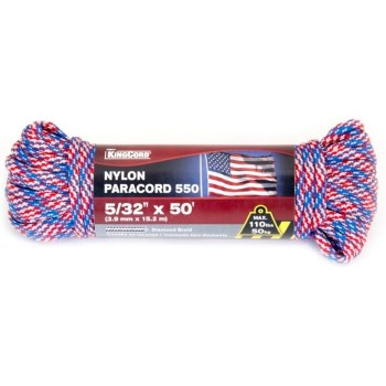 Nylon Paracord 550, USA Patriot - 5/32" x 50 Ft