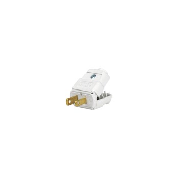 2-Wire Polarized Cord Plug, White - 15 Amp