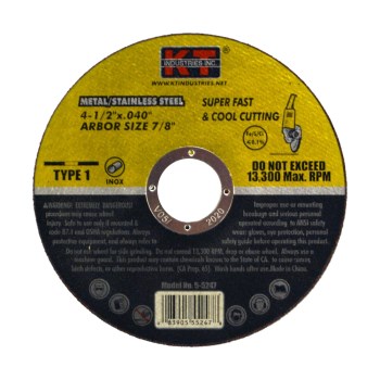 K-T Industries Quick Cut Off Wheel - 4-1/2" x .040" x 7/8"
