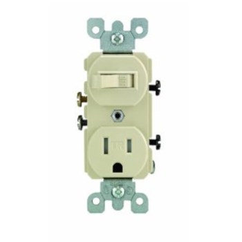 Leviton Combination Switch and Outlet, Ivory - 15A