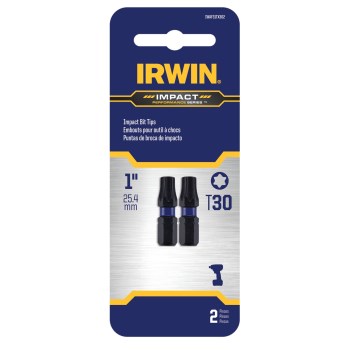 Irwin Impact Performance T30 Torx Insert Bit   1", 2pk