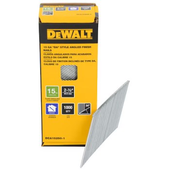 DeWalt 15GA Angled Finish Nails - 2-1/2", 1000pk