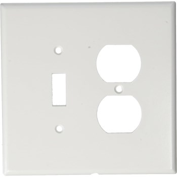 Toggle Switch & Duplex Outlet Combination Wall Plate - White