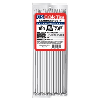 Standard Duty Cable Ties, Natural - 8", 100pk