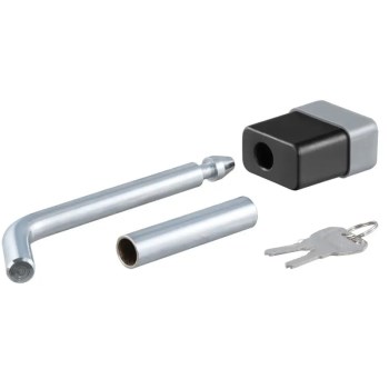 Curt Hitch Lock with Adapter, Chrome - 1/2" Pin with 5/8" Sleeve