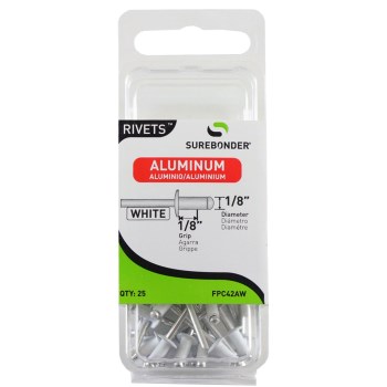 FPC Surebonder White Alum Blind Rivet, 1/8" - Short, 25pk