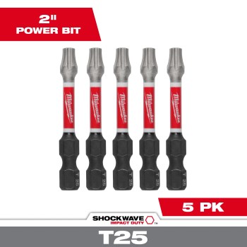 Milwaukee Shockwave Torx Power Bit - T25 x 2", 5pk