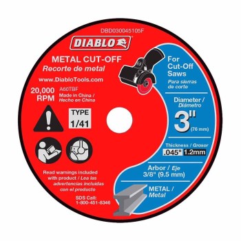 Diablo Metal Cut-Off Disc   3" x 0.045"  5pk