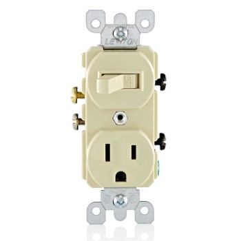 Combo Switch & Outlet, Grounded - 15 Amp, Ivory