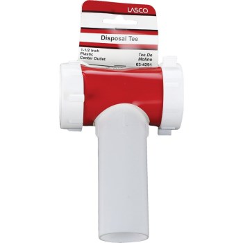 Lasco 1-1/2" White PVC Drain Tee with Center Outlet