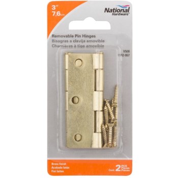 Loose Pin Removable Hinges,  Brass Finish ~ 3" x 2" 