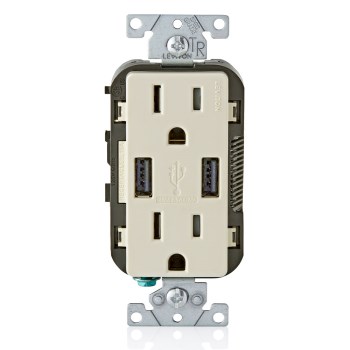 Combo Duplex Receptacle, 2 USBs - Lt. Almond