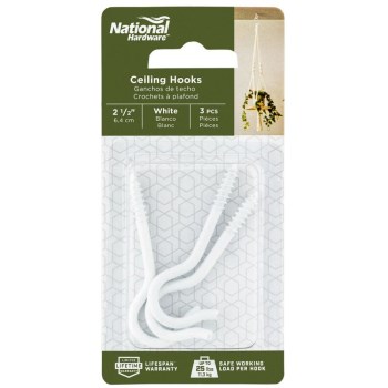 White Ceiling Hook, Visual Pack 2666 2 - 1 / 2 inches
