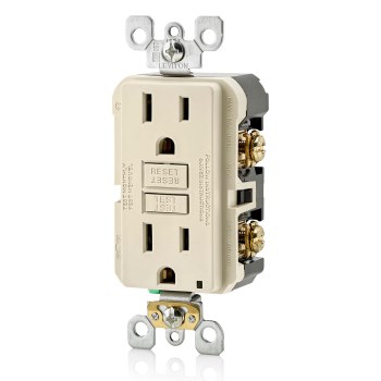 GFCI Outlet, Self Test - 15 Amp, Light Almond