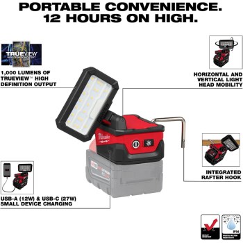 M18 Compact Folding Flood Light with USB Charging