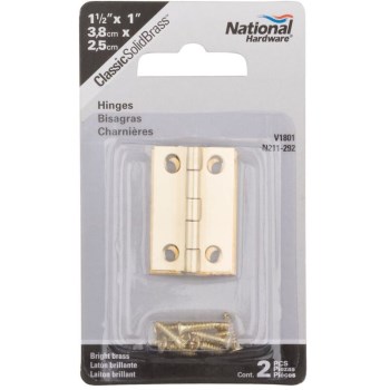 Solid Brass/Pb Hinge, Visual Pack 1801 1 - 1/2 x 1 inches 