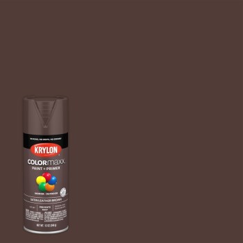 Krylon COLORmaxx Spray Paint, Satin Leather Brown - 12 oz