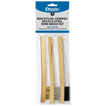 Premier Mini Wire Brush Set, Brass/Stainless/Nylon - 3pk
