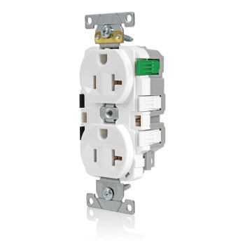 Leviton Lever Edge Commercial Duplex Receptacle, White - 20 Amp