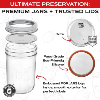 Forjars Regular Mouth Mason Jars, 8 oz 