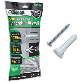 Alligator All-Purpose Flanged Anchor, 20pk ~ #12 x 1-3/4"