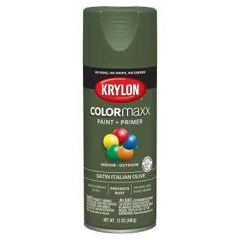 Krylon COLORmaxx Spray Paint, Satin Italian Olive - 12 oz
