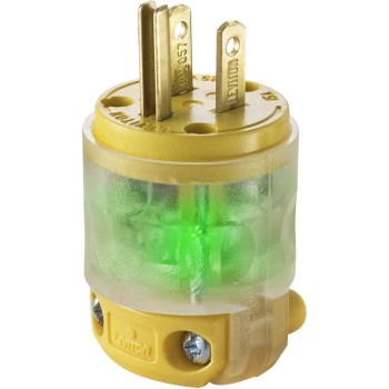 Lighted Plug, Replacement  ~  15 Amp, Yellow/Clear