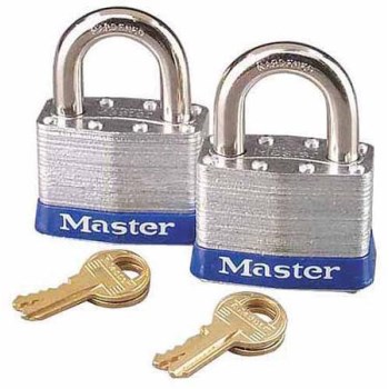 Tumbler Padlock, KA=2/Steel Pin/Laminated/Pk of 2