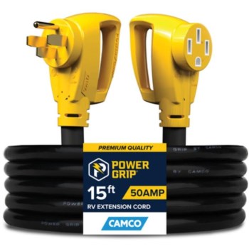 Camco Power Grip 50-Amp RV Extension Cord - 15 Ft, 125/250V