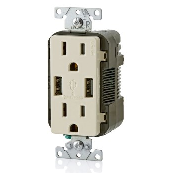 Leviton USB Charger Duplex Receptacle - Light Almond