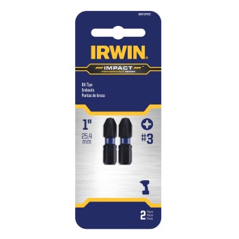 Irwin Impact Insert Bit, #3 Phillips - 1", 2pk