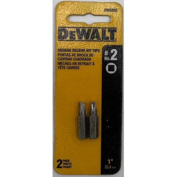 Insert Bit Tip, #2 Square Recess - 1", 2pk